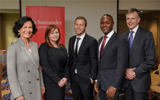 Ana Botin, executive chairman of Santander Group, Bank, Leke Babalola CEO of SignTech Paperless Solutions limited at Cranfield University after a presentation of Amazon Digital Office eSignature platform and solution  |  free eSignatures as an alternative to DocuSign | SignTech Paperless Solutions | www.signtechforms.com